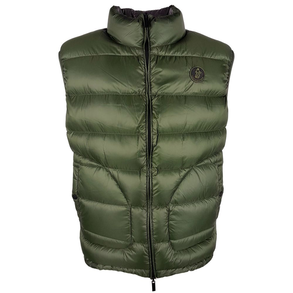 Centogrammi reversible vest with green and grey duck down