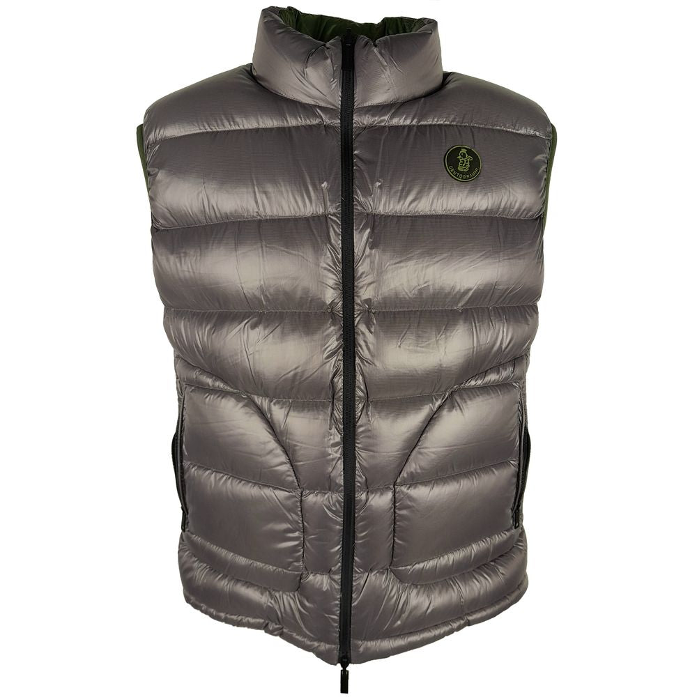 Centogrammi reversible vest with green and grey duck down