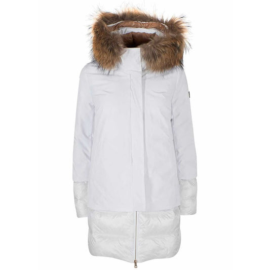 Yes Zee Elegant quilted nylon jacket with fur hood