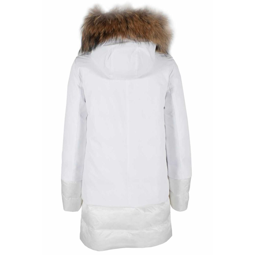 Yes Zee Elegant quilted nylon jacket with fur hood