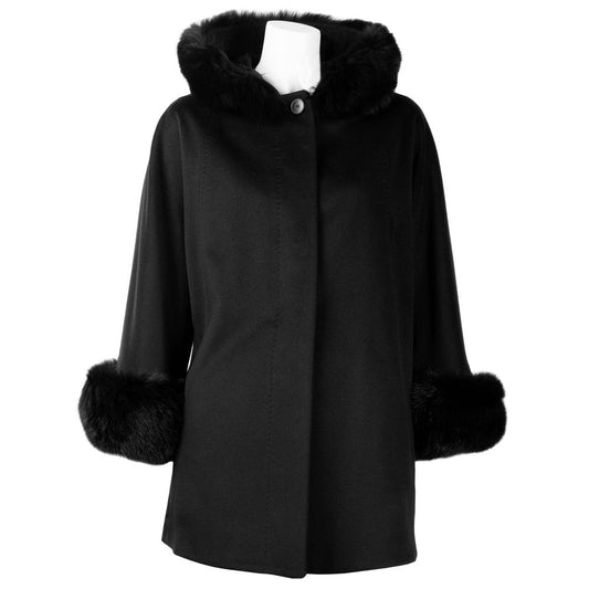 Made in Italy Black Wool Coat for Women