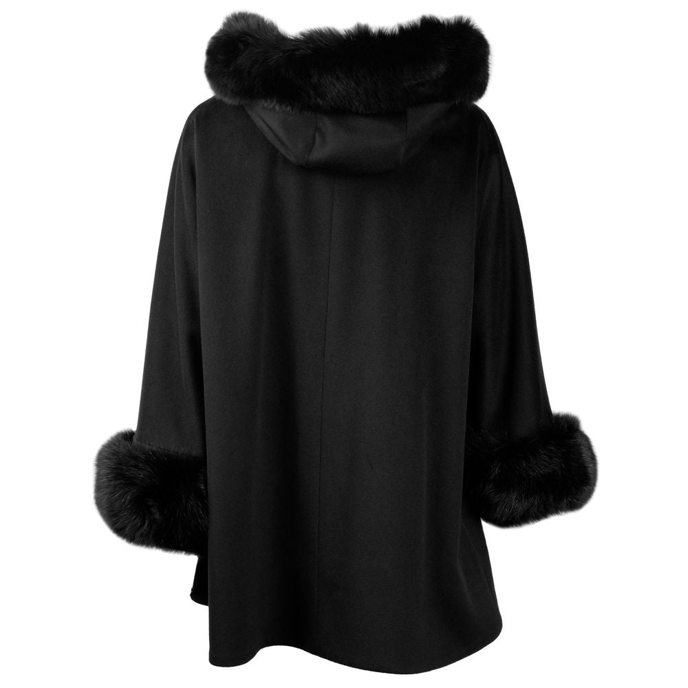 Made in Italy Black Wool Coat for Women