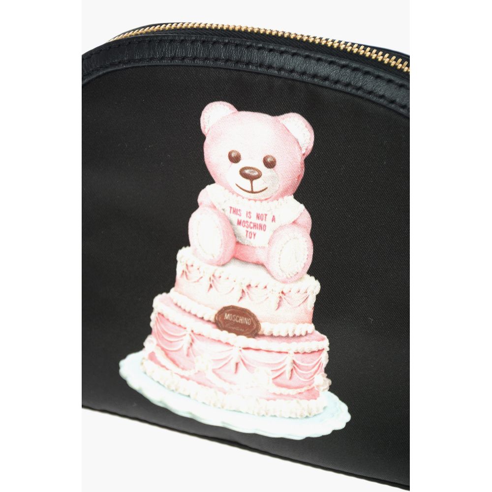 Moschino Couture Chic clutch with teddy bear print and calf leather strap