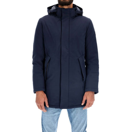 Refrigiwear Schicker blauer wattierter Parka mit abnehmbarer Kapuze