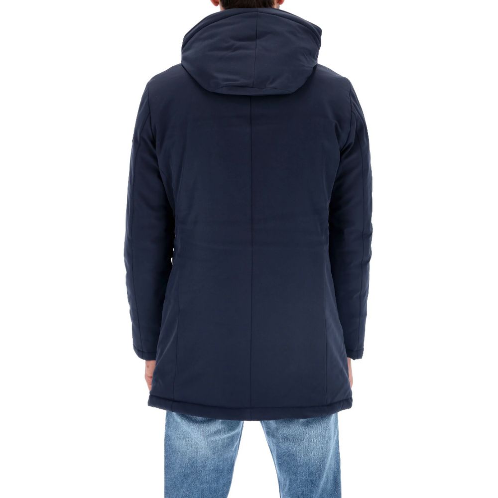 Refrigiwear Schicker blauer wattierter Parka mit abnehmbarer Kapuze