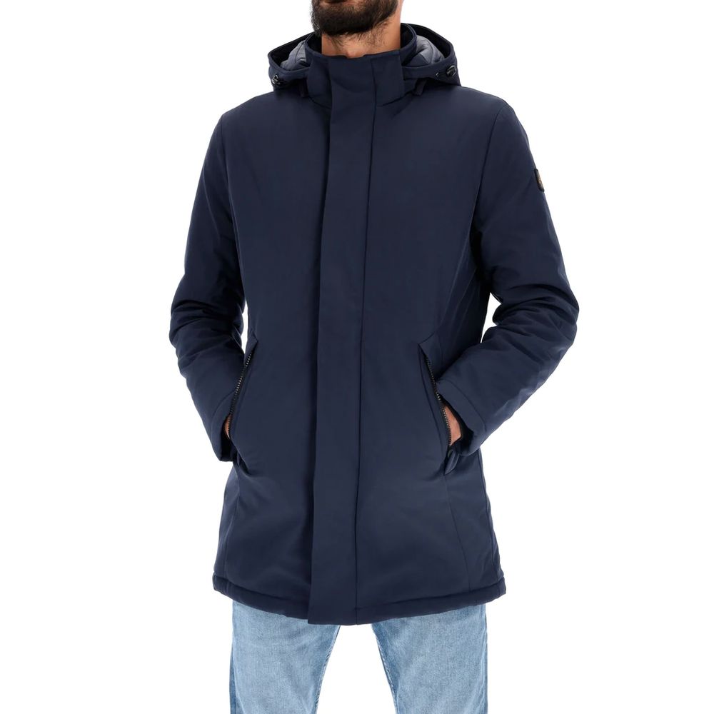 Refrigiwear Schicker blauer wattierter Parka mit abnehmbarer Kapuze