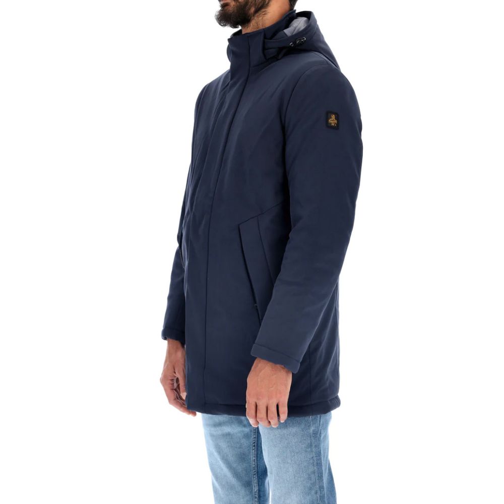 Refrigiwear Schicker blauer wattierter Parka mit abnehmbarer Kapuze