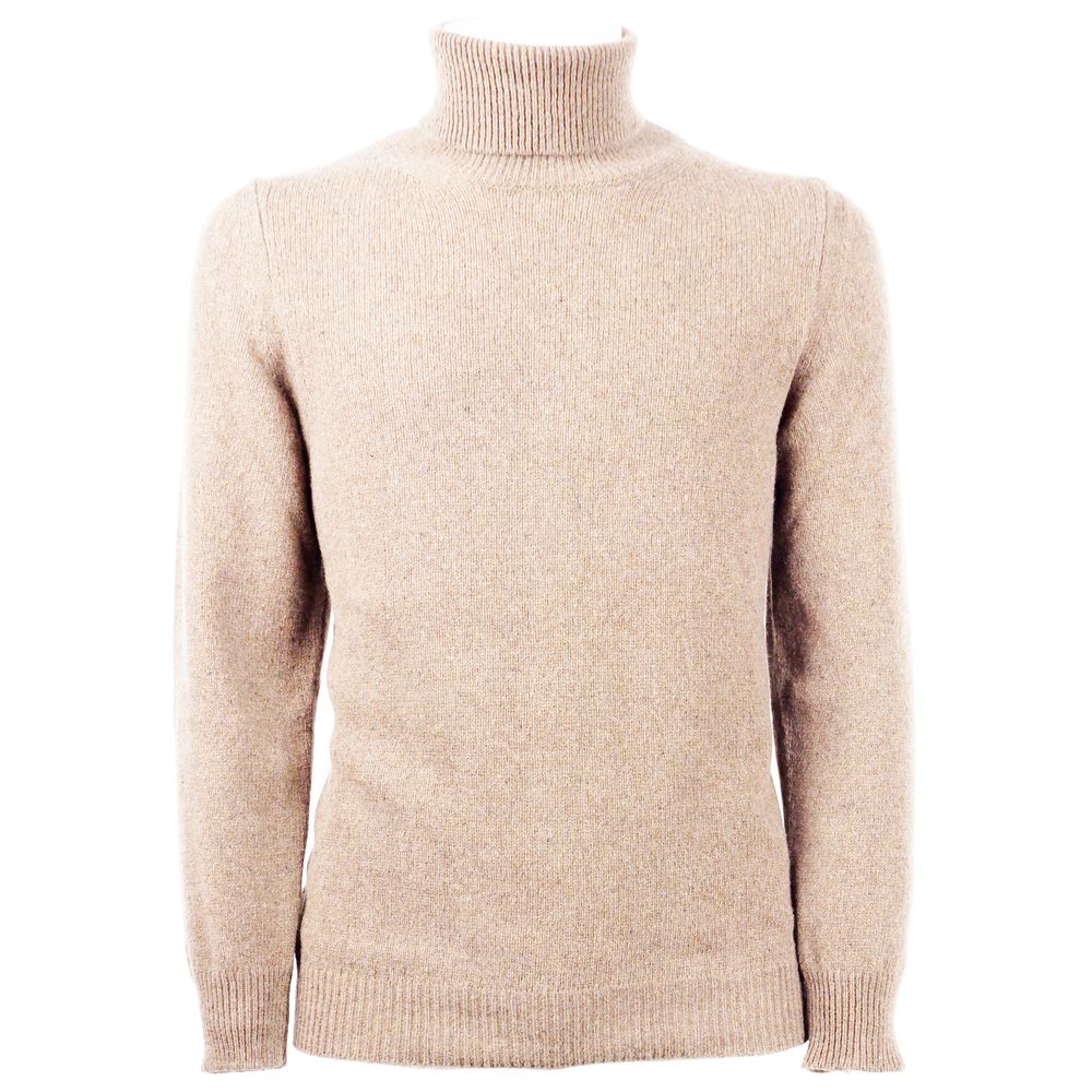 Emilio Romanelli Elegant cashmere turtleneck sweater in beige