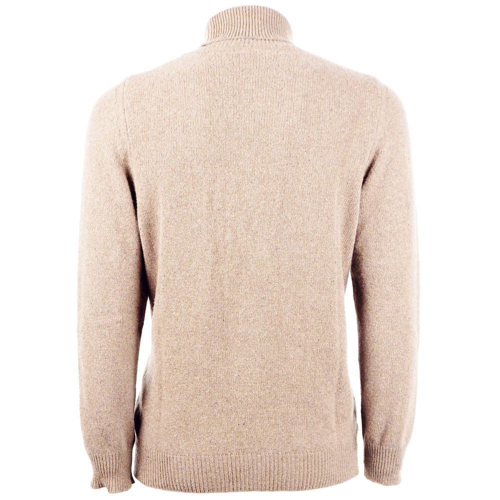 Emilio Romanelli Elegant cashmere turtleneck sweater in beige