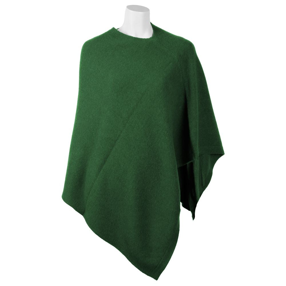 Emilio Romanelli Elegant cashmere poncho with V-neck in rich green