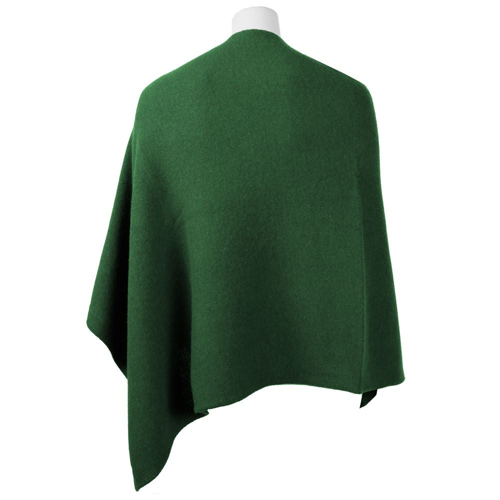 Emilio Romanelli Elegant cashmere poncho with V-neck in rich green