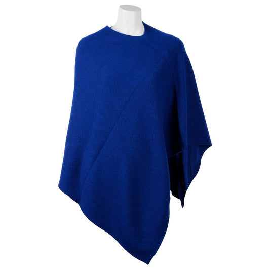 Emilio Romanelli Elegant V-neck cashmere poncho in blue