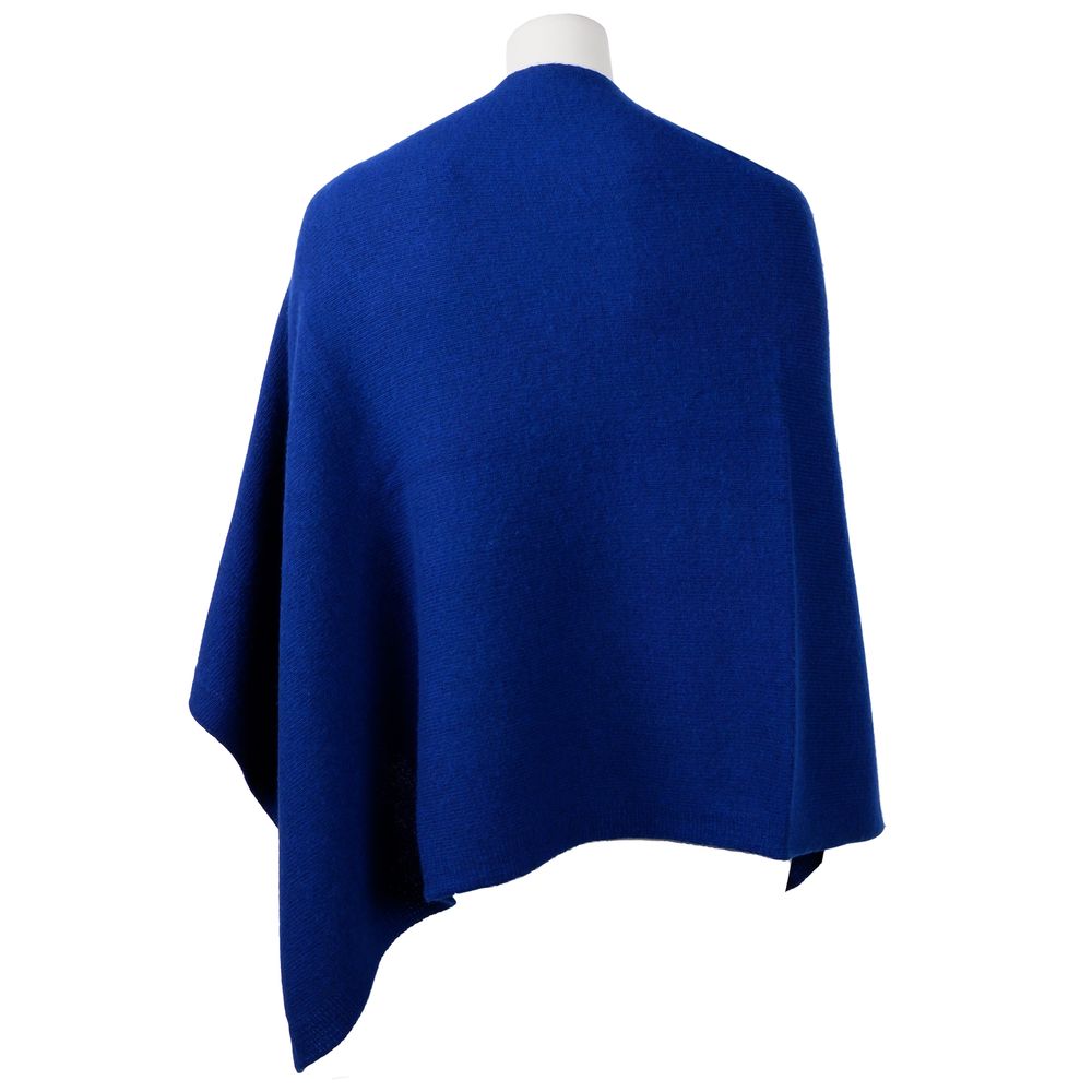 Emilio Romanelli Elegant V-neck cashmere poncho in blue