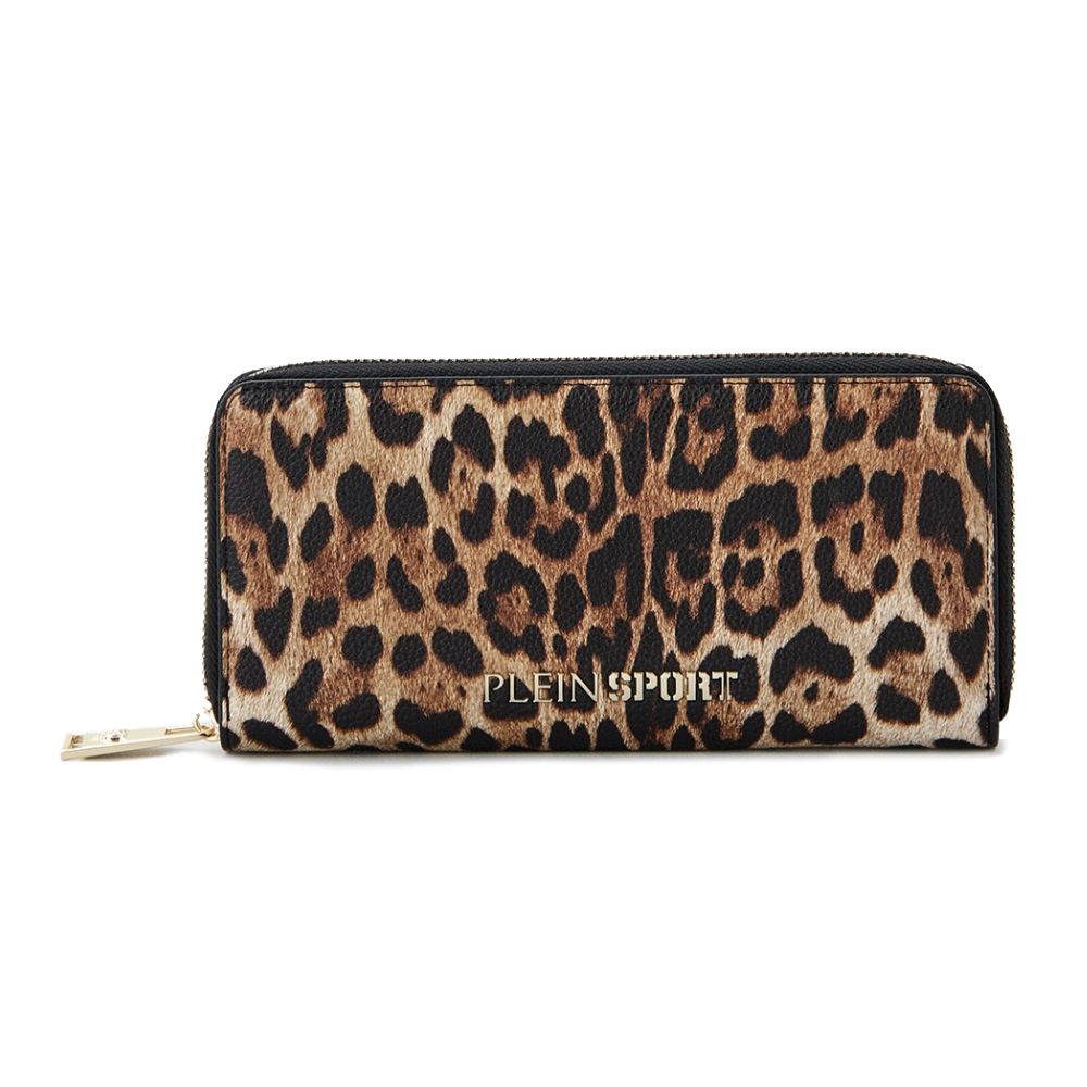 Plein Sport Elegant wallet with zipper and gold accents