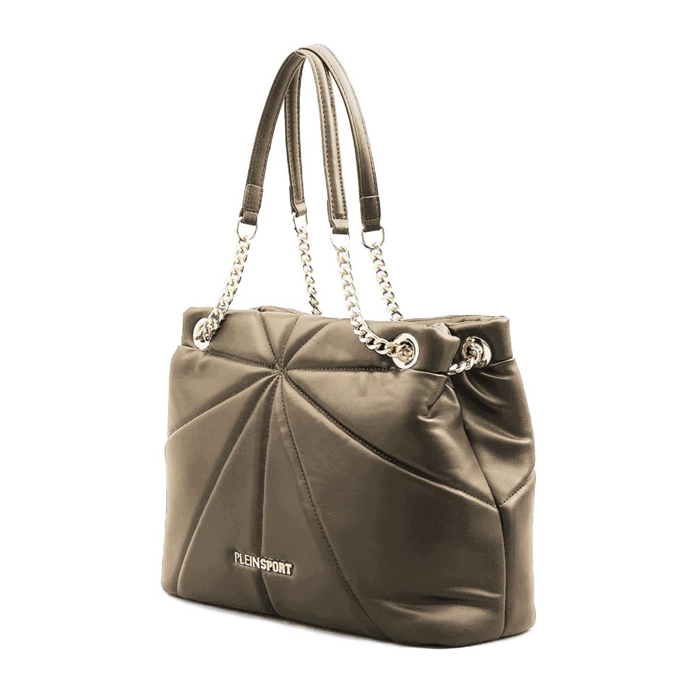 Plein Sport Tiger Lunette Faux Leather Tote with Gold Chain