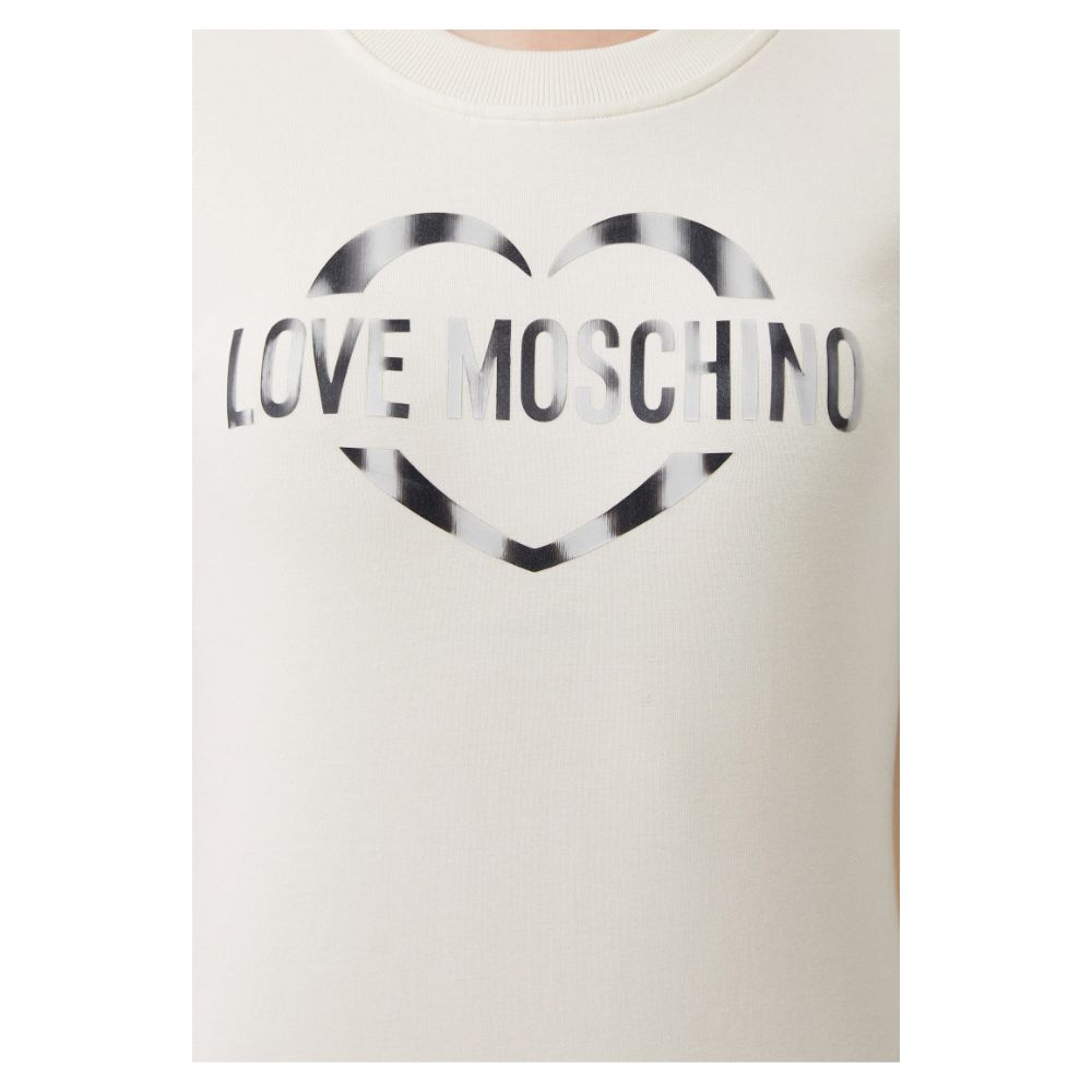 Love Moschino Chic white cotton blend dress with metallic logo