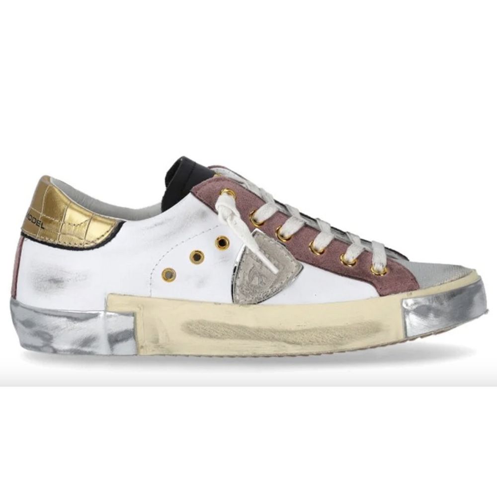 Philippe Model Chic white leather sneakers with suede accents