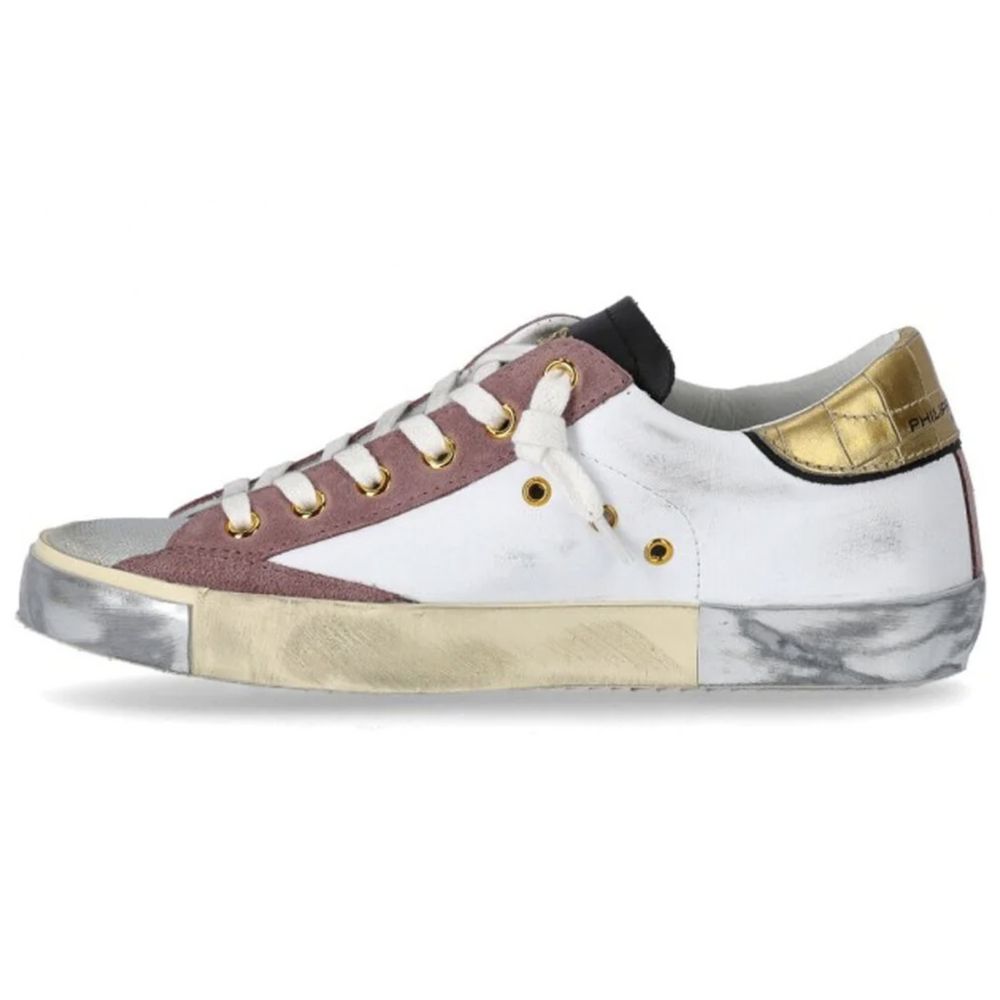 Philippe Model Chic white leather sneakers with suede accents