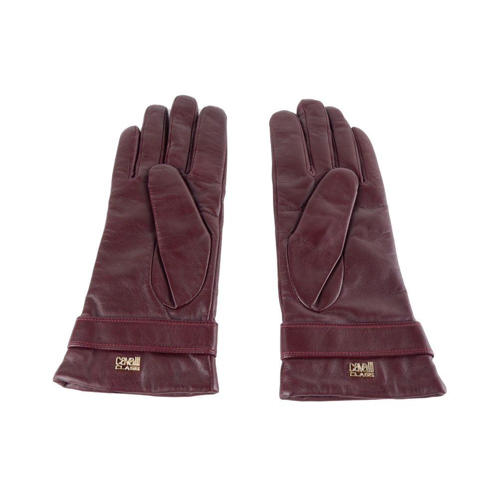 Cavalli Class Red Lambskin Women's Gloves