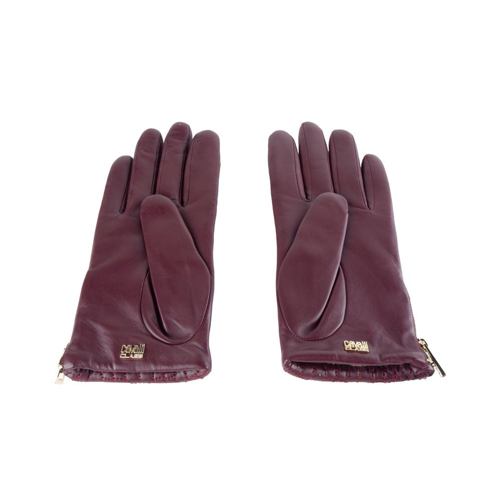 Cavalli Class Red Lambskin Women's Gloves