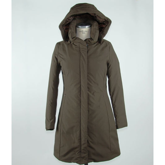 Emilio Romanelli Elegant brown polyester jacket with hood