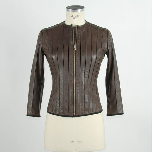 Emilio Romanelli Brown Leather Jacket for Women