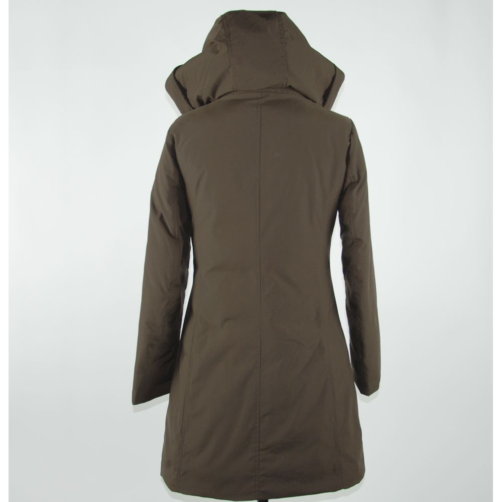 Emilio Romanelli Elegant brown polyester jacket with hood