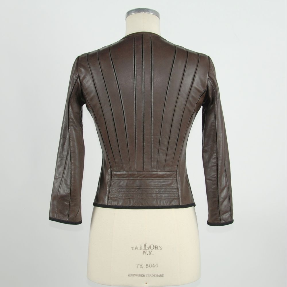 Emilio Romanelli Brown Leather Jacket for Women