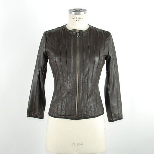 Emilio Romanelli Elegant black leather jacket in slim fit