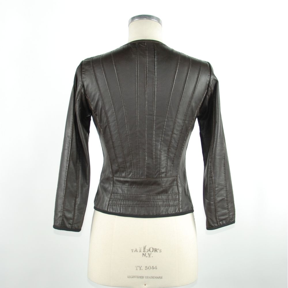 Emilio Romanelli Elegant black leather jacket in slim fit