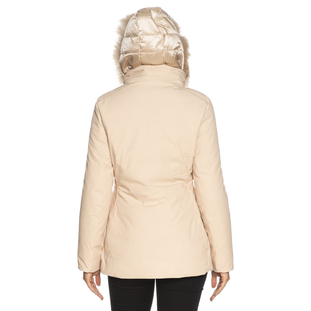 Yes Zee Chic Beige Mid-Length Jacket with Hood