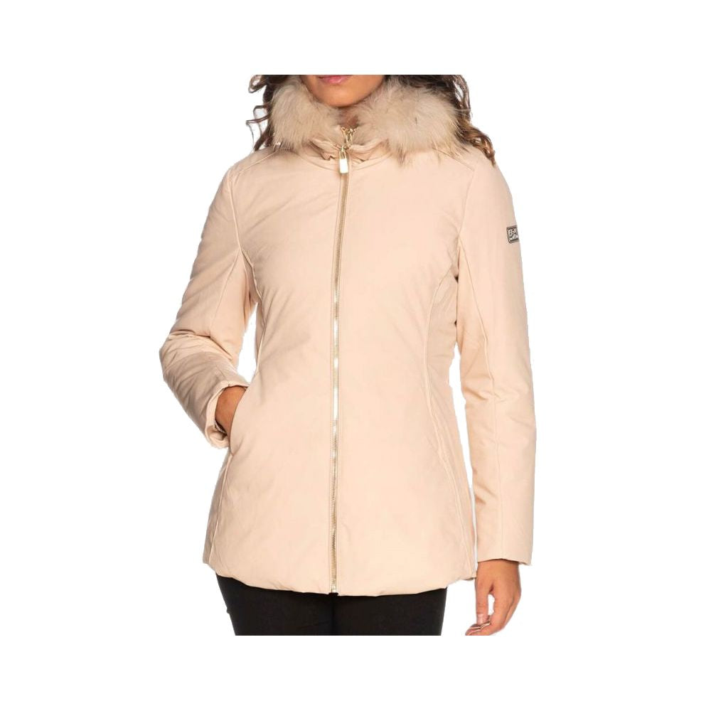 Yes Zee Chic Beige Mid-Length Jacket with Hood