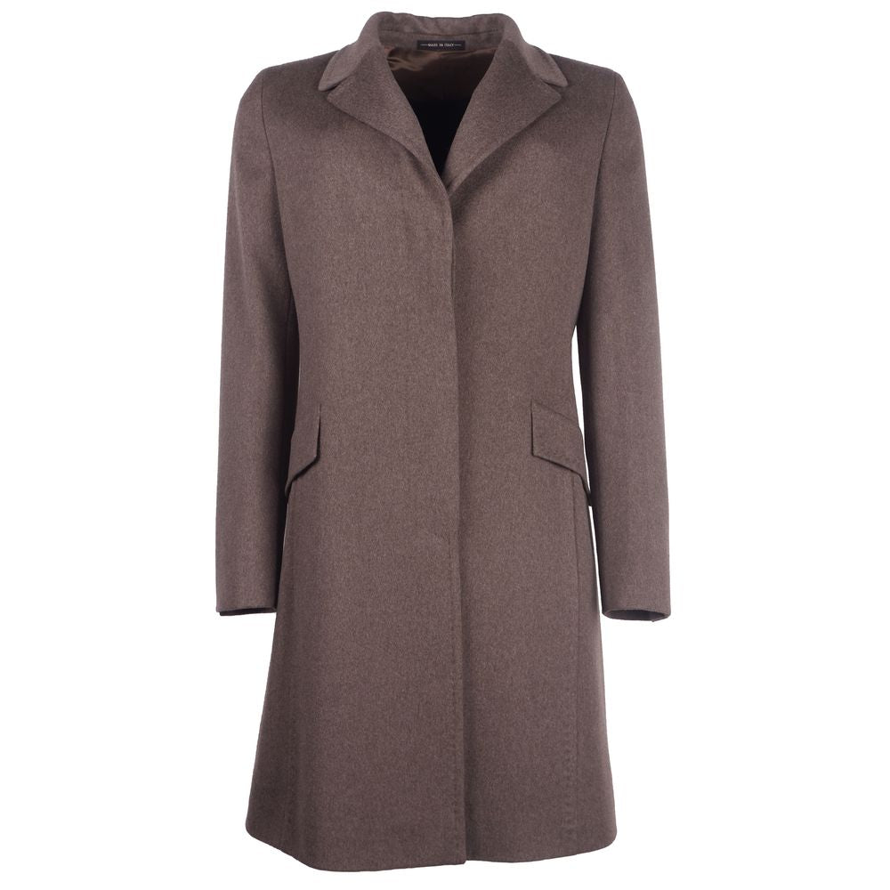 Made in Italy Elegant women's coat made of virgin wool in brown