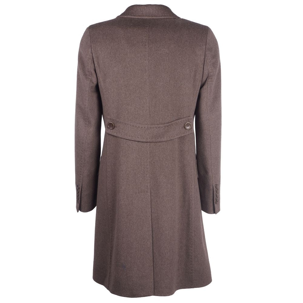 Made in Italy Elegant women's coat made of virgin wool in brown