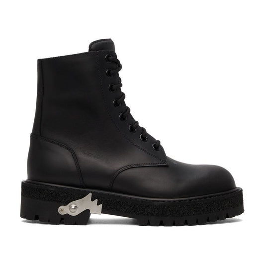 Off-White Slim Black Leather Ankle Boots