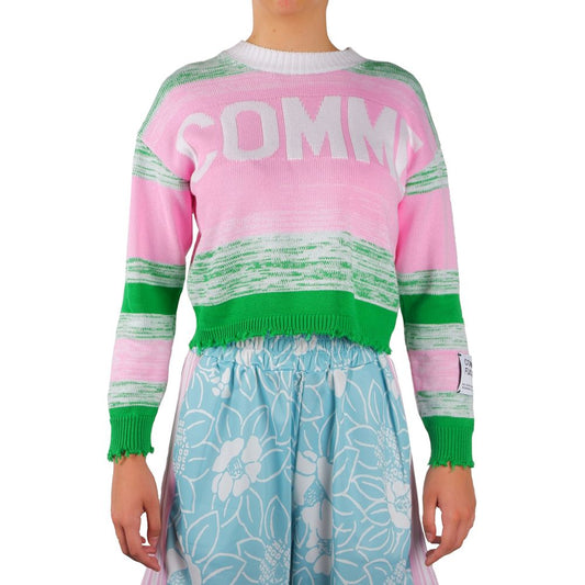 Comme Des Fuckdown Schicker rosa bedruckter Pullover mit Rundhalsausschnitt