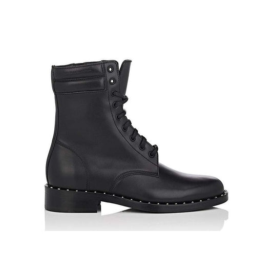 Off-White studded calf leather lace-up ankle boots