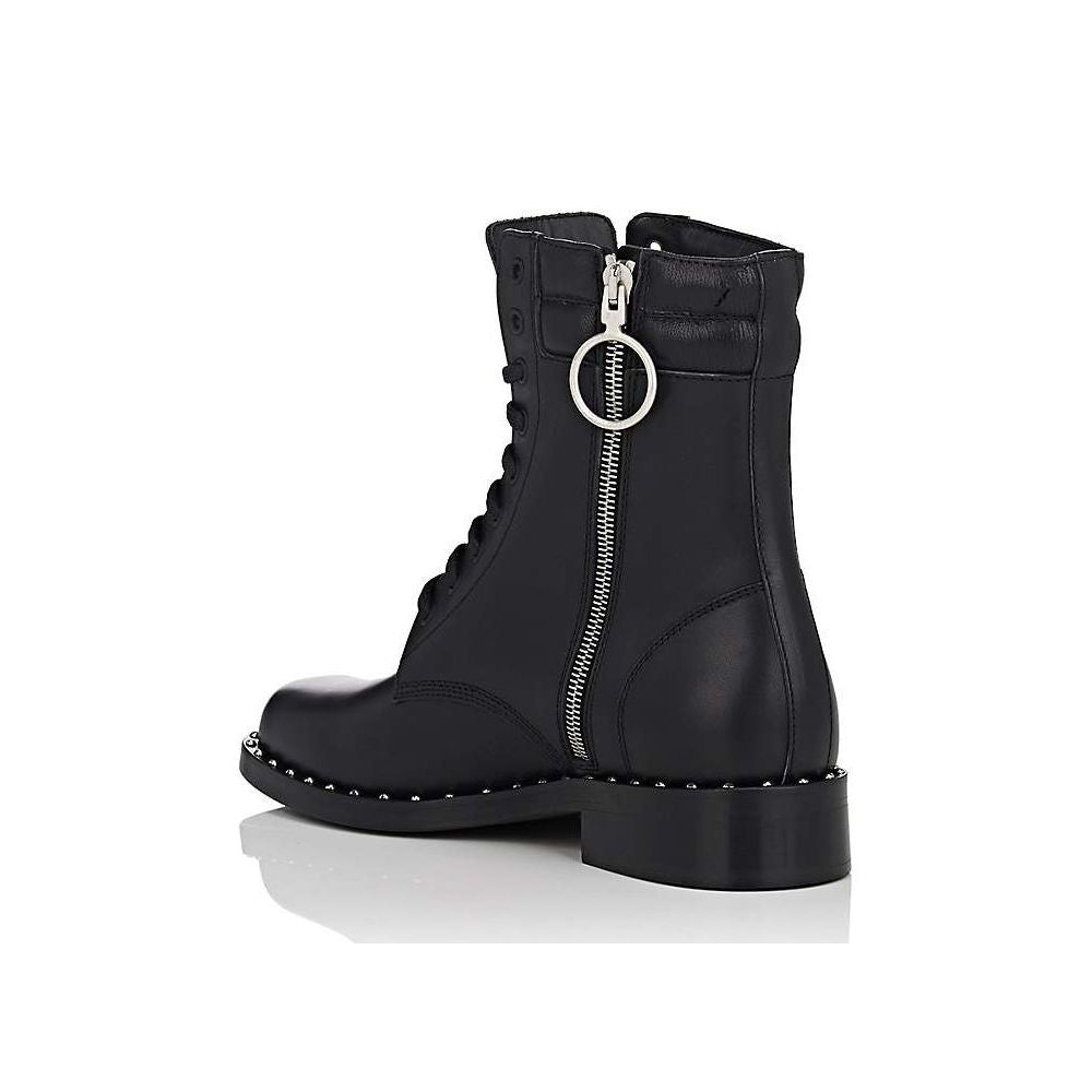 Off-White studded calf leather lace-up ankle boots