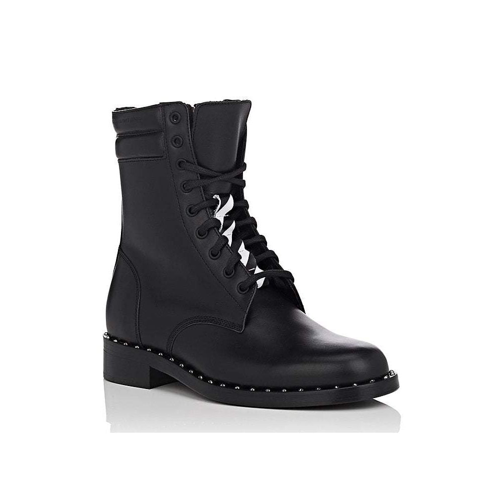 Off-White studded calf leather lace-up ankle boots