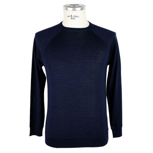 Emilio Romanelli Elegant blue cashmere sweater with round neck