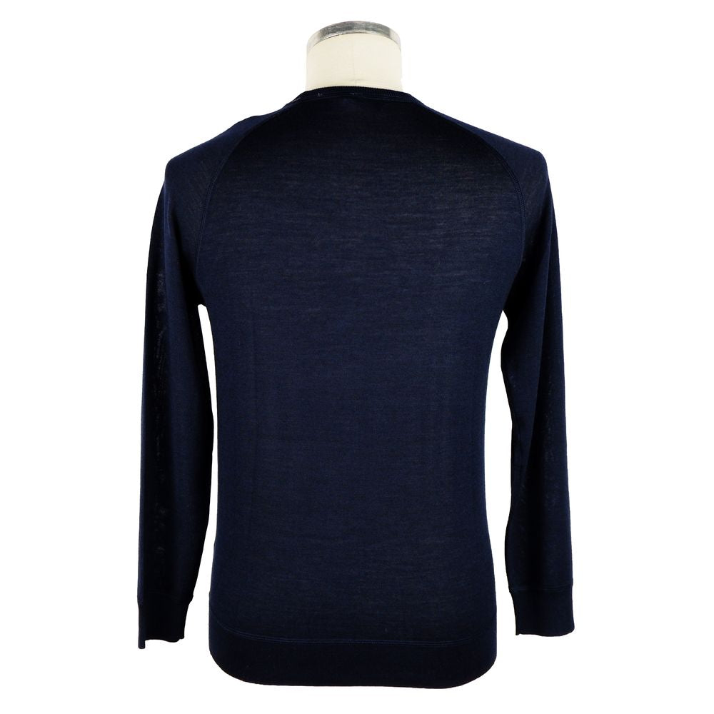 Emilio Romanelli Elegant blue cashmere sweater with round neck