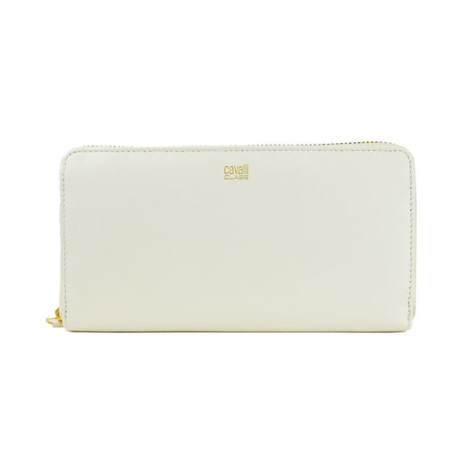 Cavalli Class Elegant wallet made of white calf leather