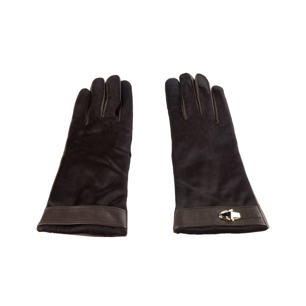 Cavalli Class Brown Lambskin Women's Gloves