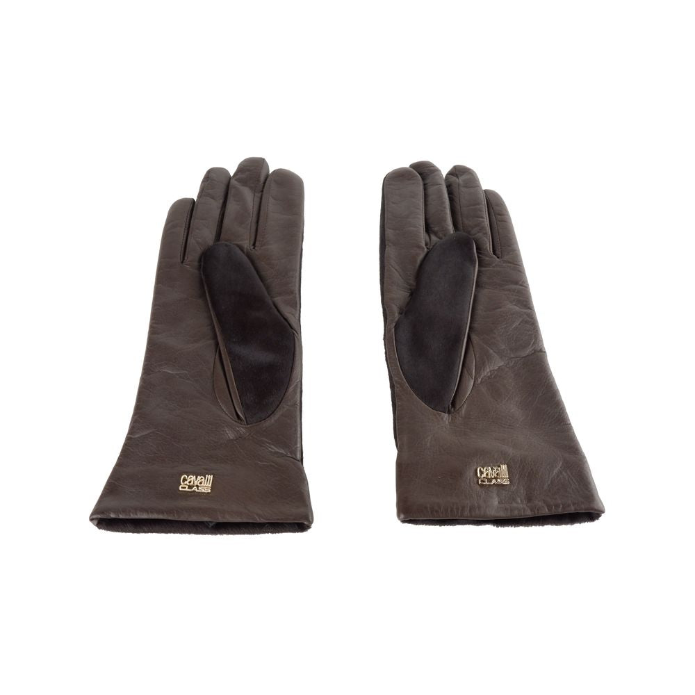 Cavalli Class Brown Lambskin Women's Gloves