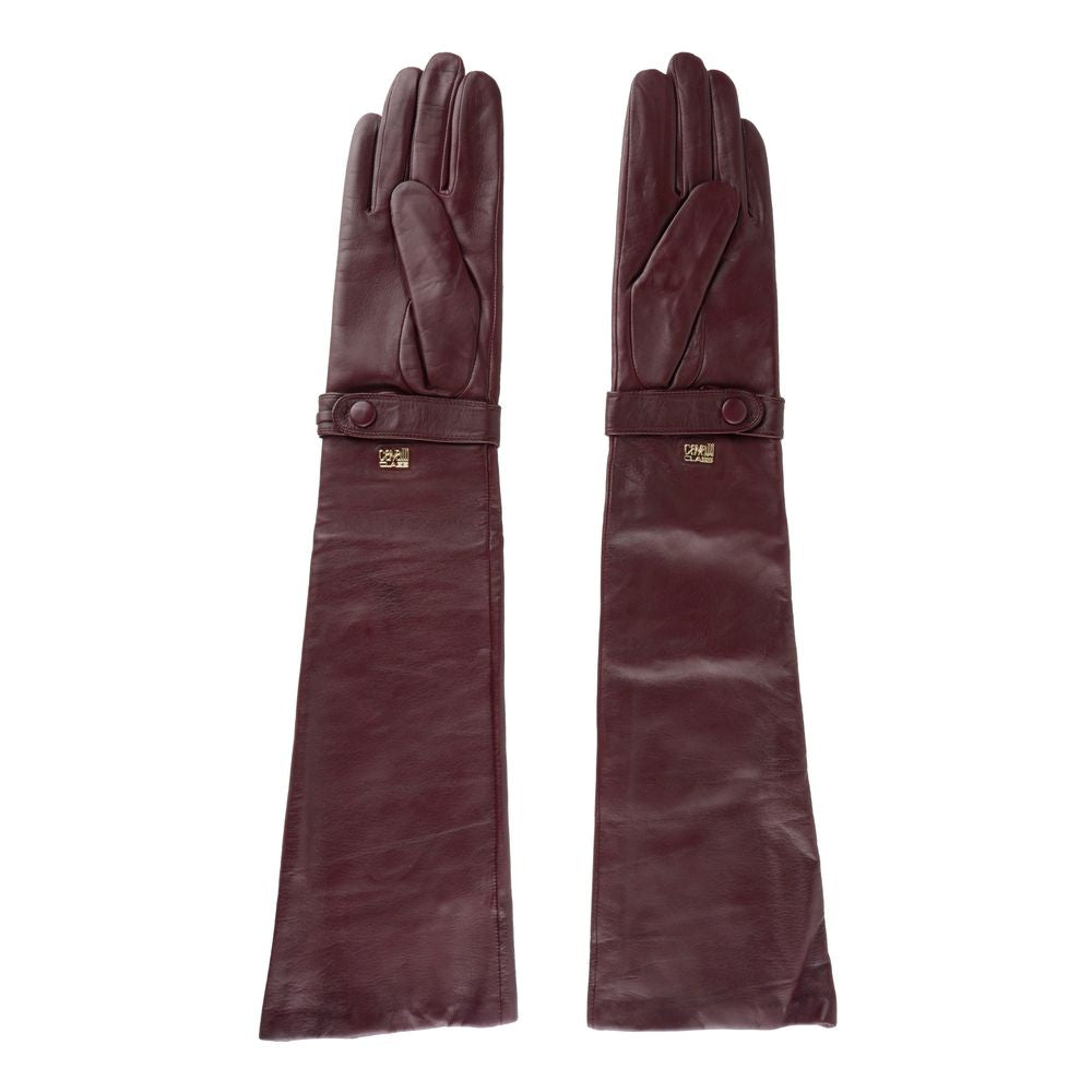 Cavalli Class Chic red lambskin leather gloves