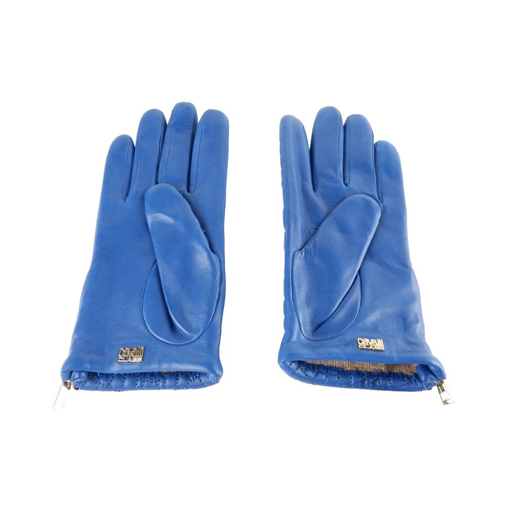 Cavalli Class Blue Lambskin Women's Gloves