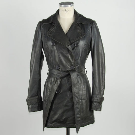 Emilio Romanelli Brown Leather Coat for Women