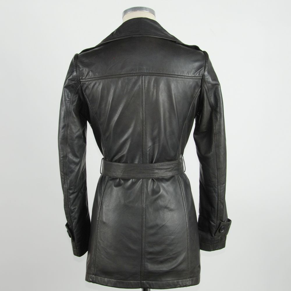 Emilio Romanelli Brown Leather Coat for Women