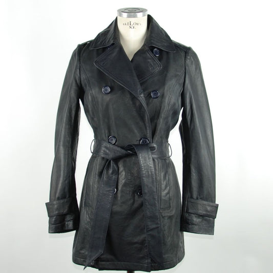 Emilio Romanelli Blauer Leder Damen Trenchcoat