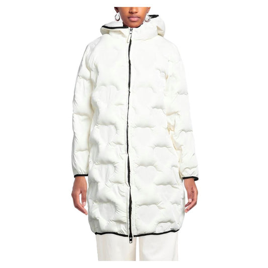 Love Moschino Quilted Heart White Hooded Down Jacket